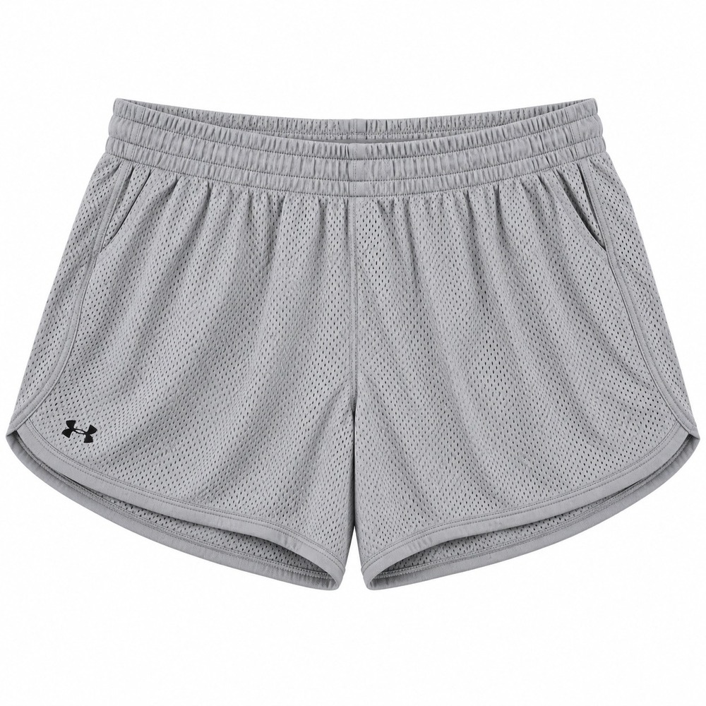 Under Armour Womens 1X Gray Mesh Athletic Gym Shorts NWT HeatGear Pockets